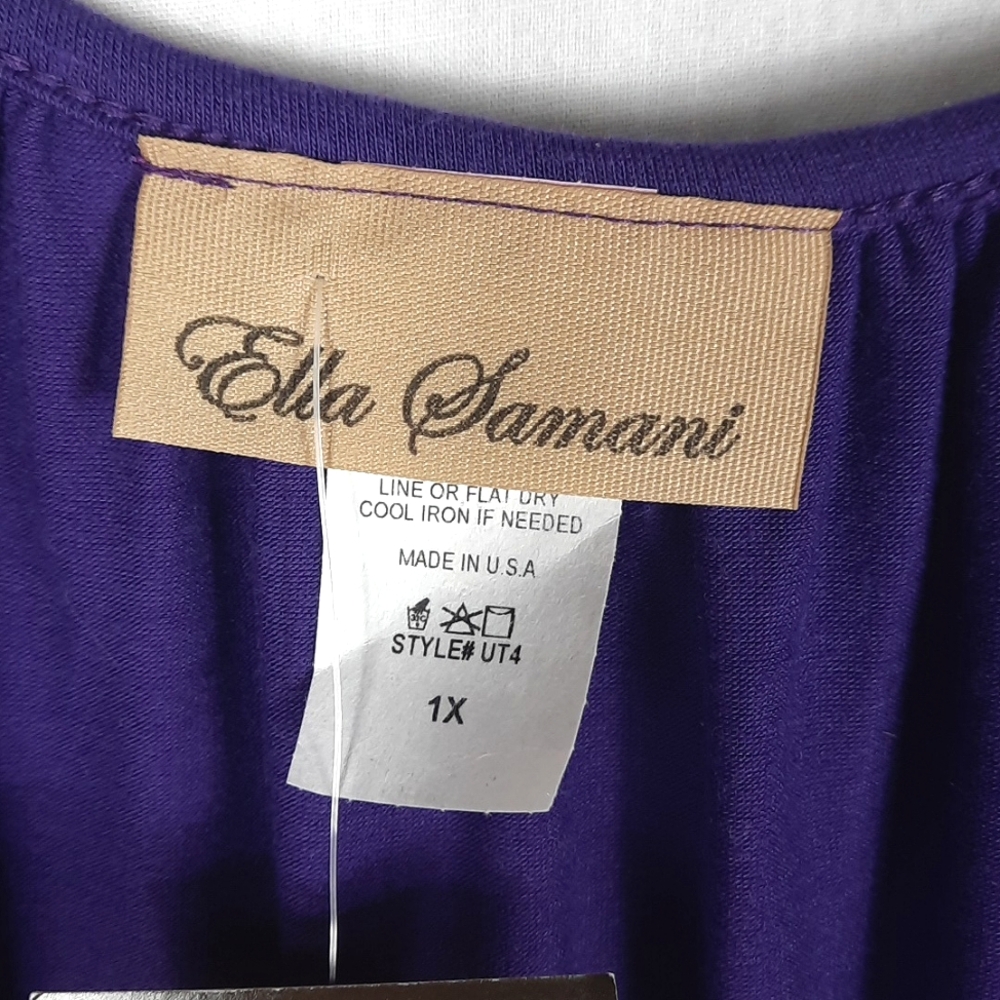 Ella Samani Womens Stretch Blouse 1X Purple NEW With Tag - Picture 4 of 10